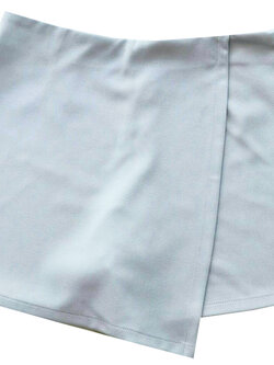 กางเกงกระโปรงป้าย เอวสูงขอบเรียบผ้าฮานาโกะ ซิปซ้าย สีขาว Size S M L XL