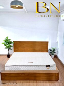 เตียงนอนโมเดิร์นไม้สัก 2 ลิ้นชักข้าง ขอบมน 6 ฟุต