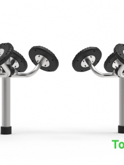 เครื่องออกกำลังกายกลางแจ้งผลิตจากแสตนเลส ชุด อุปกรณ์จานหมุนบริหารแขน แบบเล่นคู่