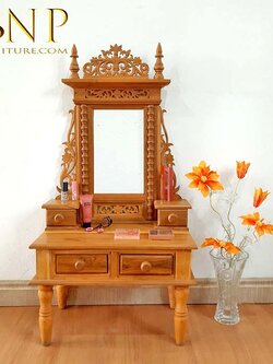 โต๊ะเครื่องเเป้งไม้สักทองรุ่นออเจ้า