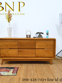 ไซด์บอร์ดวางทีวี ไม้สัก รุ่นดัชชี่ ขาเฉียง