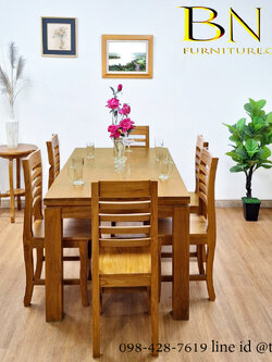 โต๊ะกินข้าวไม้สักแท้ รุ่น ลีโนว่า