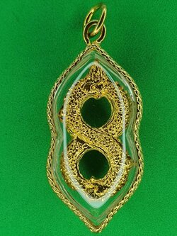 ของป้องกัน จี้นาคเกี้ยว 2เศียร 2ตัวพันกัน กรอบไมคอน สีทอง จี้พญานาคแท้ จี้พญานาคห้อยคอ จี้พญานาคราช