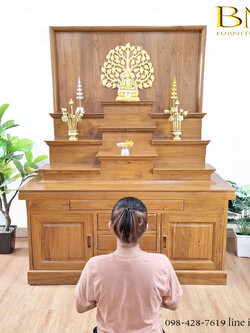 โต๊ะหมู่โมเดิร์น พร้อมฉากหลังเเละต้นโพธิ์ 80x150 สูง รวม 190 ซม.