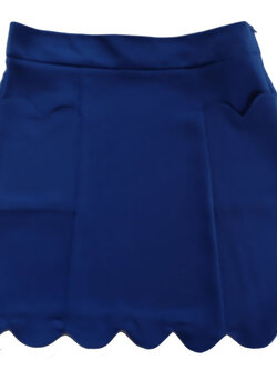 กระโปรงปลายหยักมีเป๋า ผ้าฮานาโกะ สีน้ำเงิน Size S M L XL