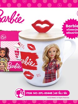 EPL-00448 Barbie แก้วเซรามิคพร้อมฝาปิด 3 ชิ้น 225บาท 75บาท/ ชิ้น