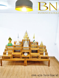 โต๊ะหมู่บูชาไม้สักทอง รุ่นสัตบงกช