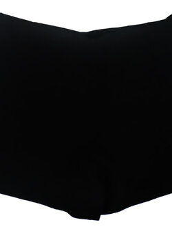 กางเกงขาสั้นเอวสูงขอบเรียบผ้าฮานาโกะ ซิปซ้าย กระเป๋าขวา สีดำ Size S M L XL