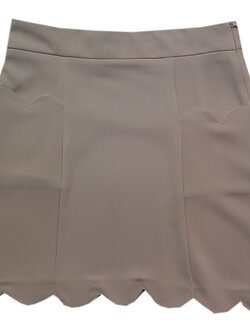 กระโปรงปลายหยักมีเป๋า ผ้าฮานาโกะ สีน้ำตาล Size S M L XL