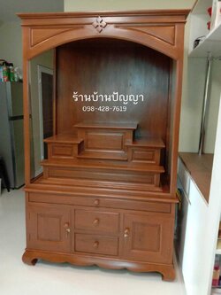 ตู้พระทรง A ขาคู้ ( หมู่ 5 ใหญ่ ) 2 ลิ้นชัก สีไม้