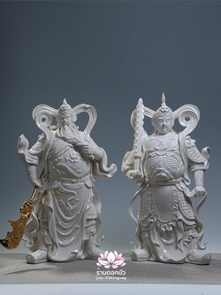 เทพเจ้ากวนอู และพระเวทโพธิสัตว์ (อุ่ยท้อผ่อสัก) ขนาด 14/18/20 นิ้ว สีขาว