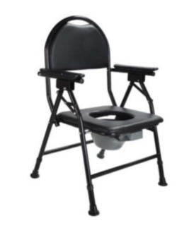 เก้าอี้นั่งถ่ายมีพนักพิง Steel Commode Chair ( สีดำ )