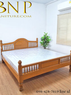 เตียงไม้สักแท้ 6 ฟุต รุ่นคลาสสิค