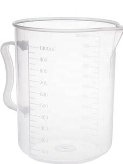 บีกเกอร์พลาสติก , กระบอกตวงพลาสติกมีหูจับ Beaker with handle ความจุ 500ml/1000ml/2000ml/3000ml/5000ml (ขายยกลัง)