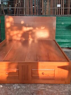 เตียงท้าย 2 ลิ้นชัก 5 ฟุต ไม้สัก