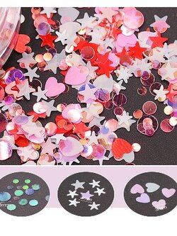 SKU-00026 กลิตเตอร์สีแดง (ดาว+หัวใจ+กลม)