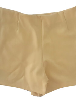 กางเกงขาสั้นเอวสูงขอบเรียบผ้าฮานาโกะ ซิปซ้าย กระเป๋าขวา สีเหลือง Size 2XL 3XL