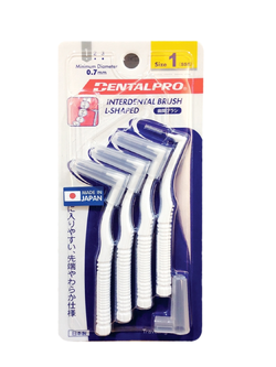 Dentalpro L-shaped interdental brush 4P size 1 0.7mm.