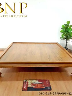 เตียงนอน 6 ฟุต ขาคู้ไม้สัก เรียบ