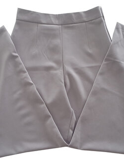 กางเกงขาบานเอวสูง ผ้าฮานาโกะ สีเทา ซิปซ้าย ไม่มีกระเป๋า Size 2X 3X