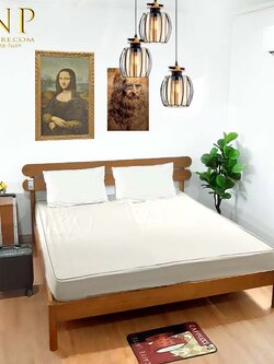 เตียงนอน 6 ฟุต โมเดิร์น รุ่นวงรี 2 เเผ่น ไม้สักเเท้