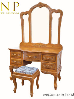 โต๊ะเครื่องเเป้ง 3 ช่องเเกะสลัก