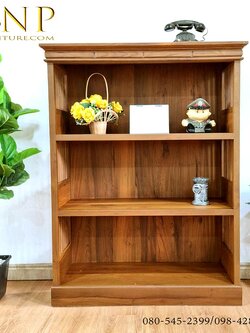 ชั้นวางของไม้สักรุ่น ข้างซี่ 3 ชั้น