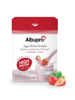 Albupro โปรตีนไข่ขาว ผงไข่ขาว 300 กรัม (12ซอง x 25กรัม) ---สตรอเบอร์รี่----