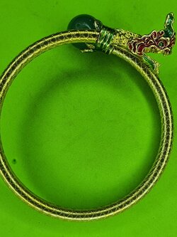 ของนำโชค กำไล พญานาค 1 เศียร ลูกแก้ว สีเขียว ขนาดฟรีไซต์ ของแท้