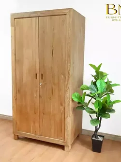 ตู้เสื้อผ้า ไม้สัก เสี้ยนขาว 55x100x200 ซม.