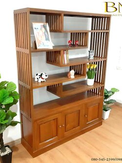 ชั้นวางของไม้สักรุ่น ไลน์เนอร์ 1.5 ม.