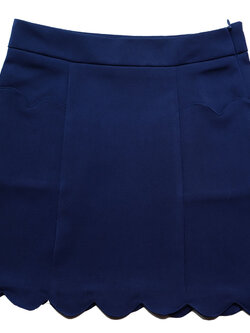 กระโปรงปลายหยักมีเป๋า ผ้าฮานาโกะ สีกรม Size S M L XL