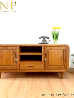 ไซด์บอร์ดวางทีวีไม้สัก รุ่น ฟรีเซีย