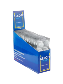 สำลีก้อนชุบแอลกอฮอล์ 70% Alsoff cotton (12x8's)