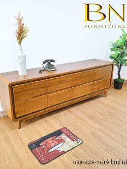 ตู้วางทีวี 8 ลิ้นชัก ข้างโค้ง ขาเฉียง 2 เมตร รุ่น เมบิวด้า