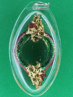 ของป้องกัน บ่วงบาศพญานาค 2เศียร สีเขียว เลี่ยมกรอบ จี้พญานาคแท้ จี้พญานาคห้อยคอ จี้พญานาคราช