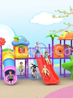 เครื่องเล่นสนามกลางแจ้ง ชุดบ้านการ์ตูน Cartoon House Series