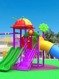 เครื่องเล่นสนามชุด กระดานลื่นบ้านการ์ตูน อุโมงค์ลื่นเต่าทอง