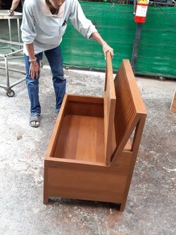 เก้าอี้นั่งเก็บของได้57x100x75ซม.ไม้สักแท้