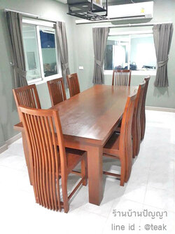 โต๊ะกินข้าว 1x2.5ม.+เก้าอี้สายฝน