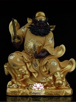 เทพเจ้าจงขุย จงขุยเทียนซือ จงขุยเอี๋ยกง ปางนั่งเหยียบบริวาร งานเรซิ่นพ่นทราย ขนาด 12/16/19/26 นิ้ว