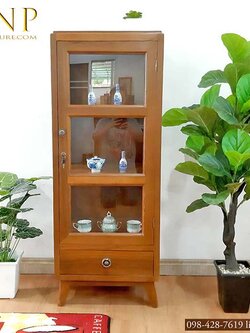ตู้โชว์ไม้สักแท้ รุ่นเรทโทร