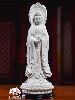 พระโพธิสัตว์กวนอิม 3 พระพักตร์ พระแม่กวนอิม 3 ปาง สีขาวเคลือบเงา ขนาด 15 นิ้ว