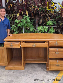 โต๊ะทำงาน ไม้สักแท้ รุ่น อีธาน