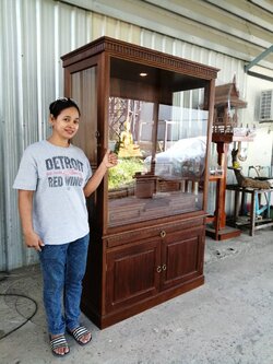 ตู้พระขาทึบ หมู่ 9 สีโอ๊กโชว์ลายไม้