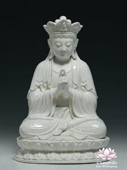 พีลูกวนอิม พระโพธิสัตว์กวนอิมปางสำเร็จธรรม สีขาวเคลือบเงา ขนาด 18 นิ้ว