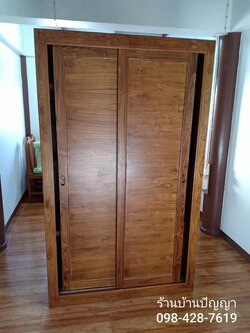 ตู้เสื้อผ้าบานเลื่อนไม้ขวาง 1.2 เมตร