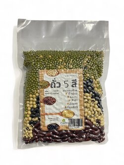 ถั่ว 5 สี ธัญพืชแบบดิบ ขนาด 500 กรัม โปรตีนสูง (ถั่วเหลือง ถั่วเขียว ถั่วแดง ถั่วดำ ถั่วขาว)