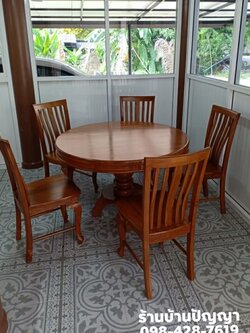 โต๊๊กลม 1.2 ม.+เก้าอี้ 5 ซี่ 5 ตัว