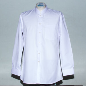 เสื้อเชิ๊ตแขนยาว คอพระราชทาน สีขาว